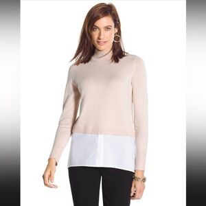 Chico’s Woven Mix Alice Pullover Sweater Size:2/L